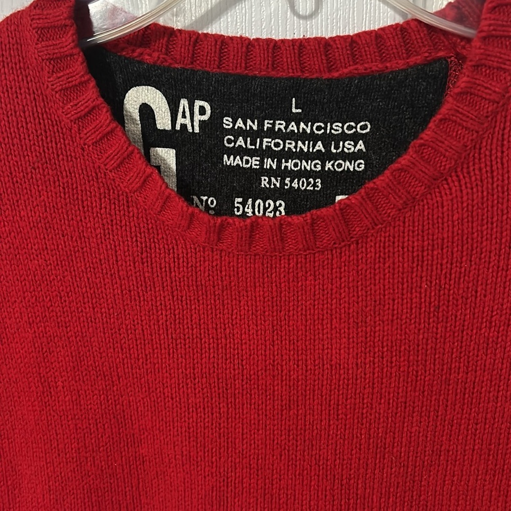 GAP Men’s Red Crew Neck Sweater Size Large - Picture 2 of 6